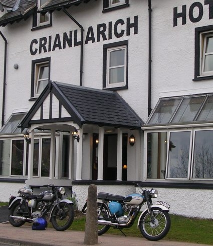 Triumph T20B Bantam Cub and T20 Tiger Cub at Crianlarich Hotel.