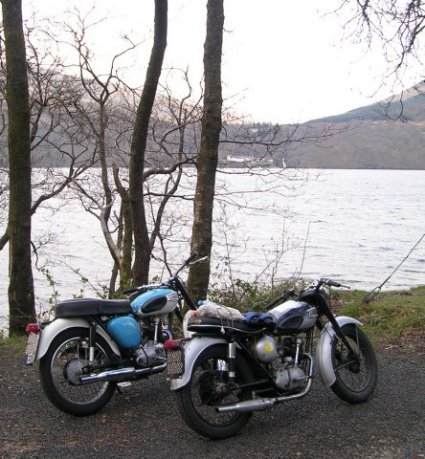 Triumph T20B Bantam Cub and T20 Tiger Cub at Loch Lomond.